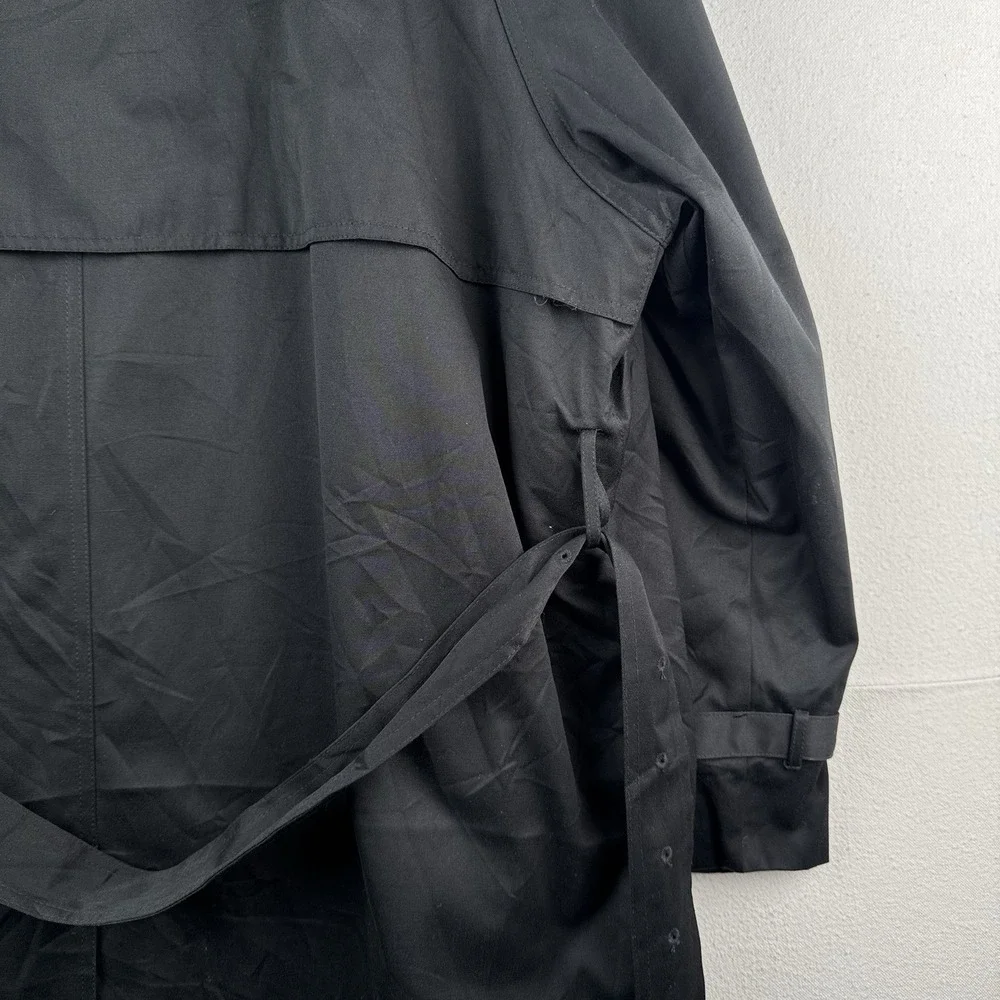 Ralph Lauren Black Trench Coat OverCoat Quilted Cotton Blend Lined Insulated 48R